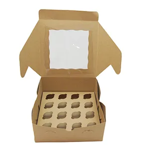 Factory Custom Food Box Cupcake Box Packaging Folding Cupcake Paper Boxes with Windows