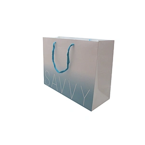 Blue White Gradient Wholesale Eco-Friendly Shopping Paper Bags with Handles