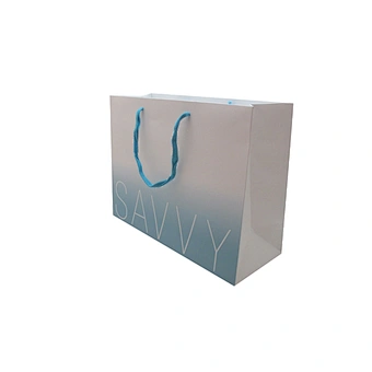 Blue White Gradient Wholesale Eco-Friendly Shopping Paper Bags with Handles