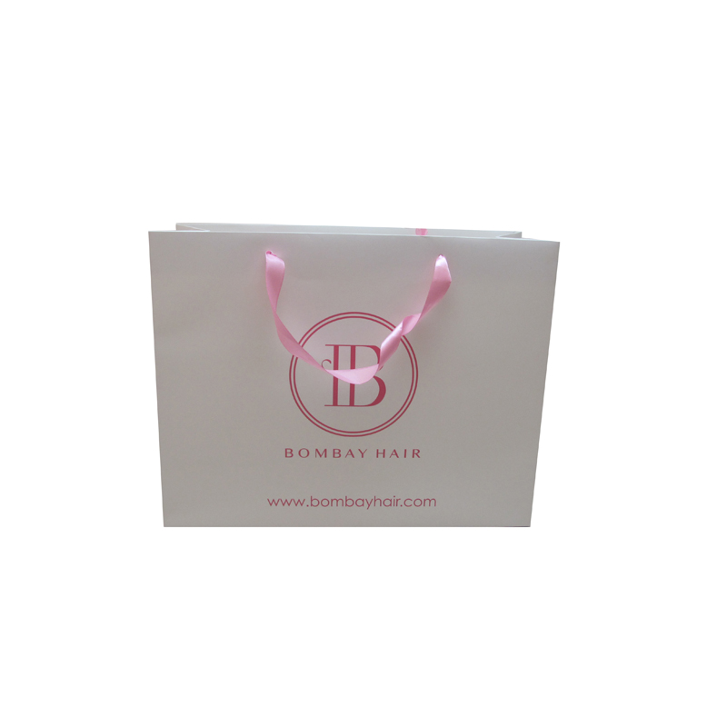 Personalized Wholesale Eco-friendly Printed Shopping Paper Bag with Ribbon