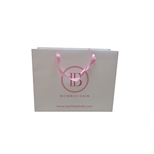 Personalized Wholesale Eco-friendly Printed Shopping Paper Bag with Ribbon