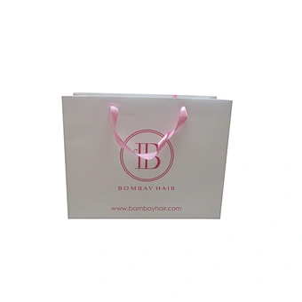 Personalized Wholesale Eco-friendly Printed Shopping Paper Bag with Ribbon