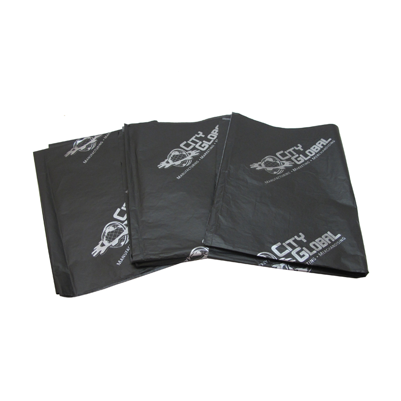 Eco friendly black wrapping tissue paper custom full printed tissue paper with logo print