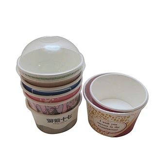 Disposable ice cream cup with PET/Paper lid