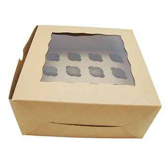 Factory Custom Food Box Cupcake Box Packaging Folding Cupcake Paper Boxes with Windows