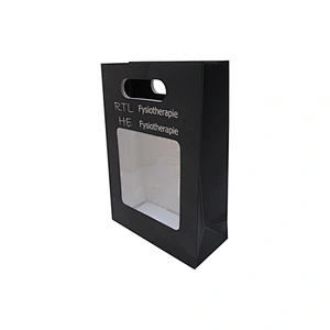 Wholesale Custom Eco-Friendly Die-Cut Black Paper Bag with Window