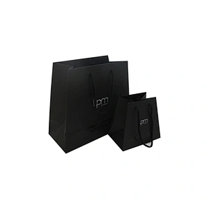 Black Wholesale Custom Eco-friendly Trapezoidal Gift Paper Bags with Handles