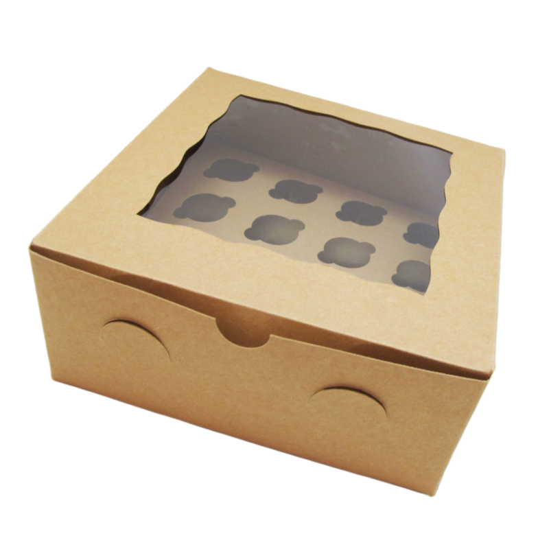 Factory Custom Food Box Cupcake Box Packaging Folding Cupcake Paper Boxes with Windows