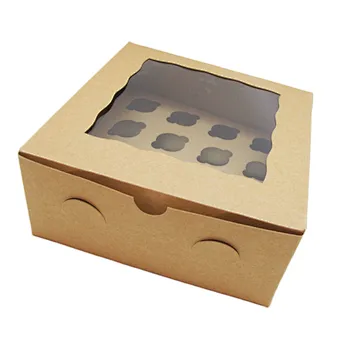 Factory Custom Food Box Cupcake Box Packaging Folding Cupcake Paper Boxes with Windows