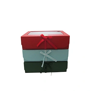 Luxury Cupcake Boxes Custom Cake Box Logo Printing cookie box with Insert Transparent Window and Ribbon