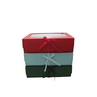 Luxury Cupcake Boxes Custom Cake Box Logo Printing cookie box with Insert Transparent Window and Ribbon