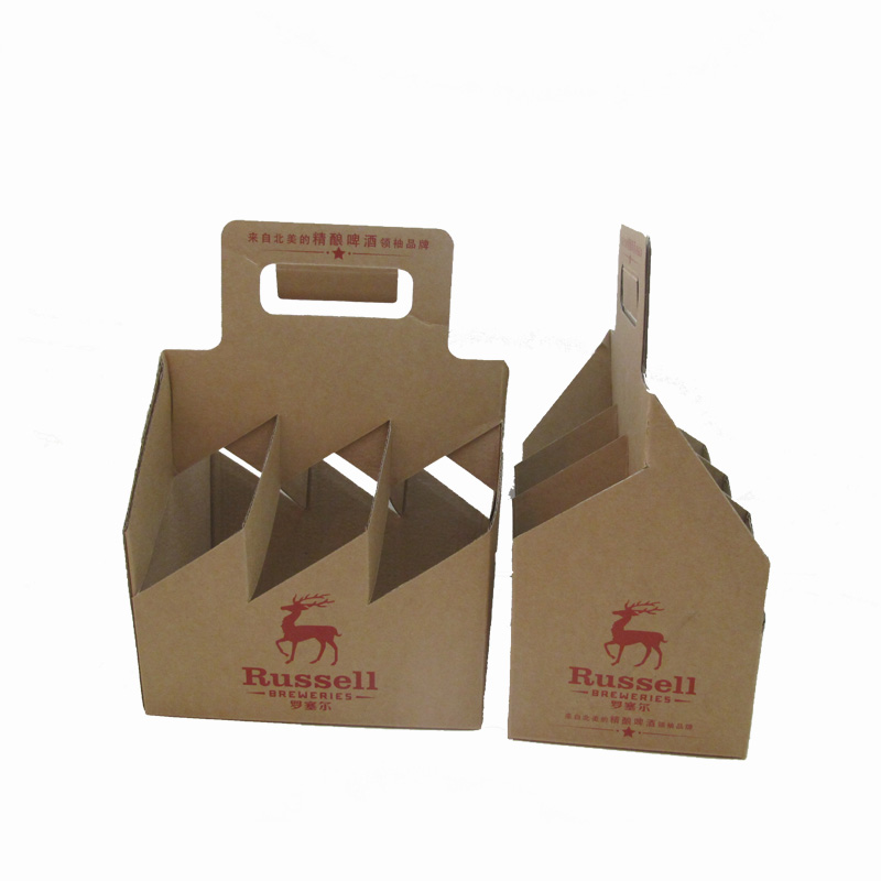 Creative Handheld Beer Packing Box Bar Supply Kraft Paper Beer Box with Logo