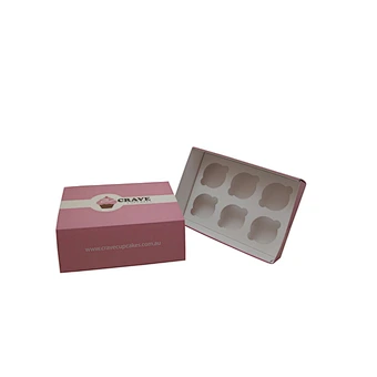 Custom Cupcake Boxes Mini Cake Drawer Box Printing Logo 6 hole Cupcake box