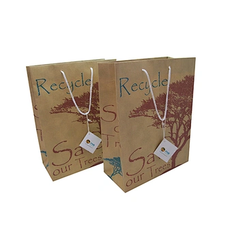 Custom Logo Eco-Friendly Wholesale Brown Kraft Paper Bag with Twist Handle