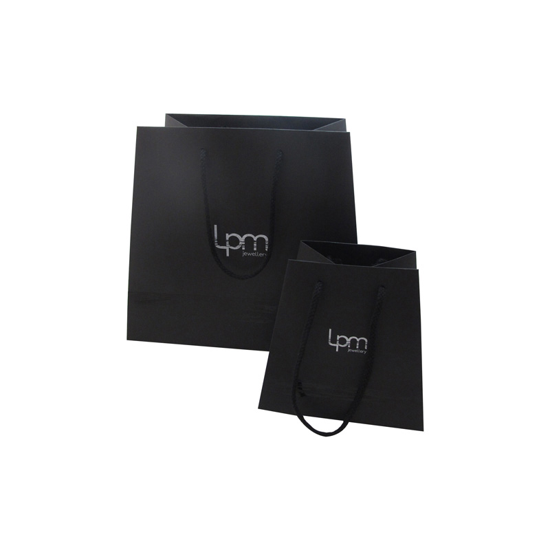 Black Wholesale Custom Eco-friendly Trapezoidal Gift Paper Bags with Handles