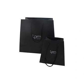 Black Wholesale Custom Eco-friendly Trapezoidal Gift Paper Bags with Handles