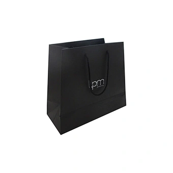 Black Wholesale Custom Eco-friendly Trapezoidal Gift Paper Bags with Handles