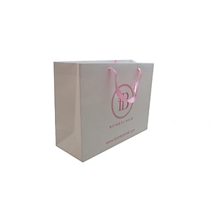Personalized Wholesale Eco-friendly Printed Shopping Paper Bag with Ribbon