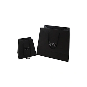 Black Wholesale Custom Eco-friendly Trapezoidal Gift Paper Bags with Handles