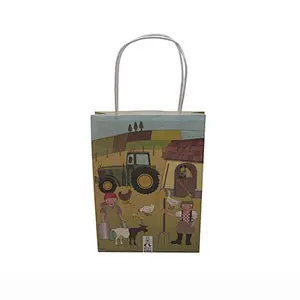 Custom Cute White Kraft Paper Bag with Twisted Handles
