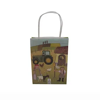 Custom Cute White Kraft Paper Bag with Twisted Handles