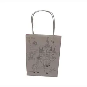 Custom Cute White Kraft Paper Bag with Twisted Handles