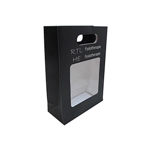 Wholesale Custom Eco-Friendly Die-Cut Black Paper Bag with Window