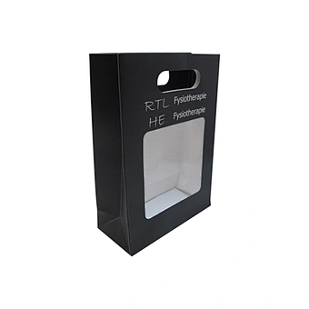 Wholesale Custom Eco-Friendly Die-Cut Black Paper Bag with Window