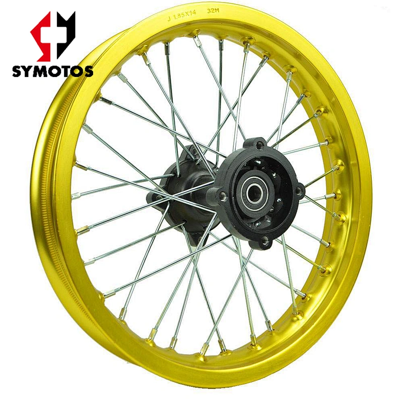 High quality alloy wheel forpit bike 1.85-14 Gold/black hub , 15mm axle , without tire
