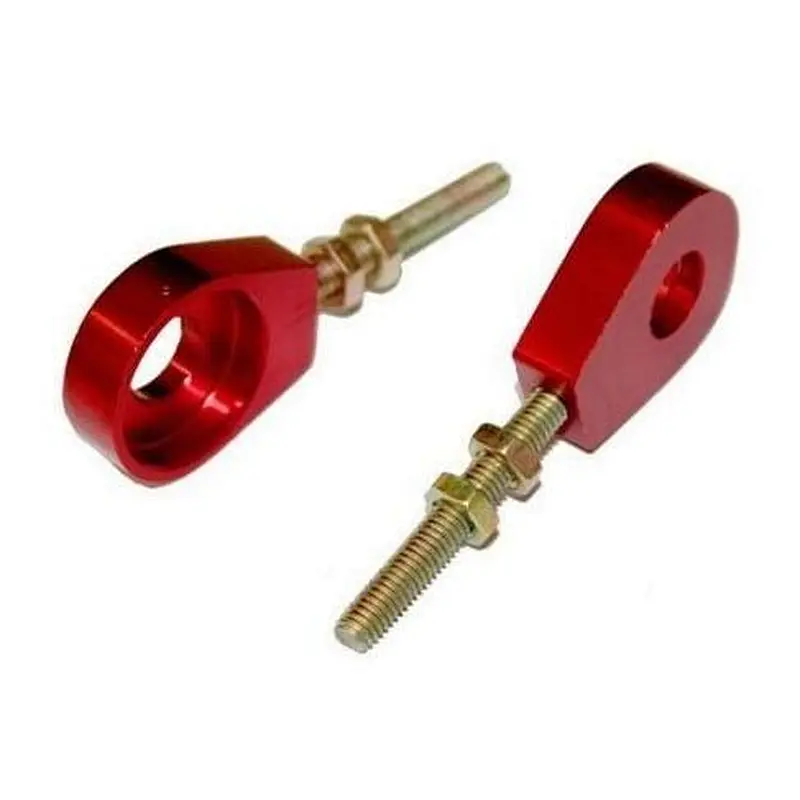 Red 12mm Chain Adjuster Tensioner Alex Block For Pit Dirt Motor Bike
