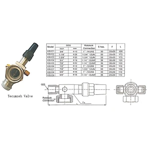 Rotary type locking valve  tecumseh valve 3/4 for Tecumseh compressor part