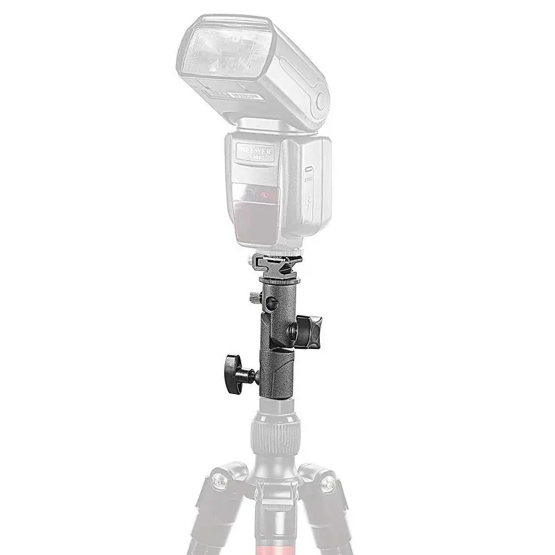 E Shape Universal Metal Flash Bracket Stand Hot Shoe Speedlite Umbrella Holder with 1/4