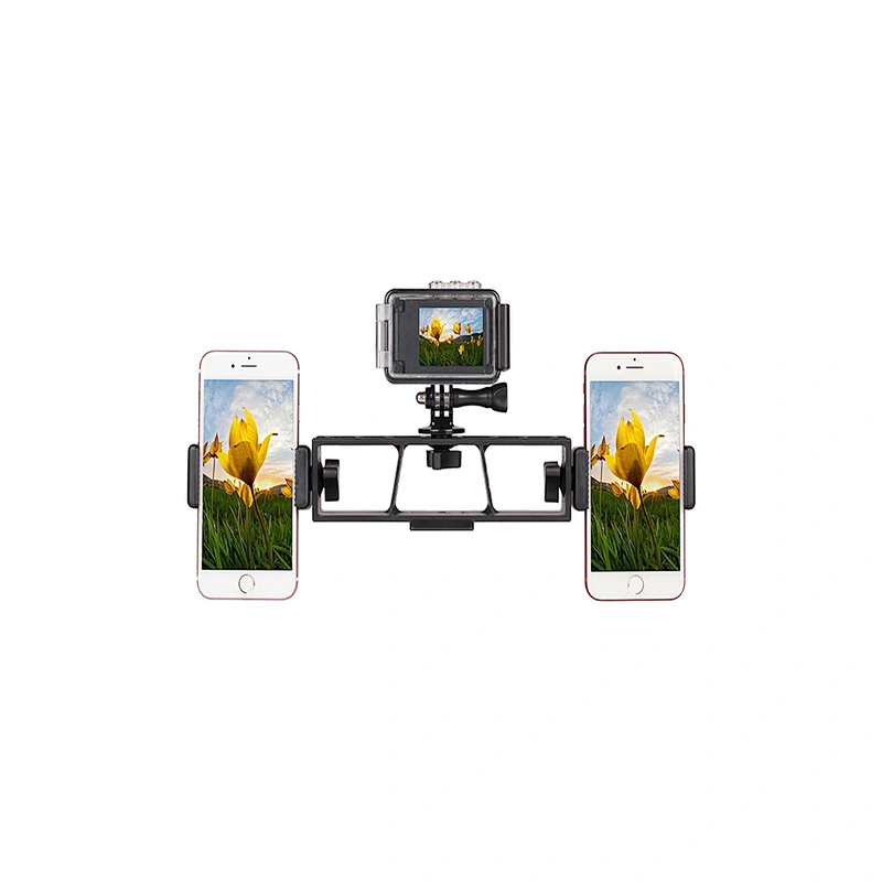 Kaliou Cell Phone Holder with Live Stream for iPhone mobile phone  double clip Holder Bracket Desk Lamp