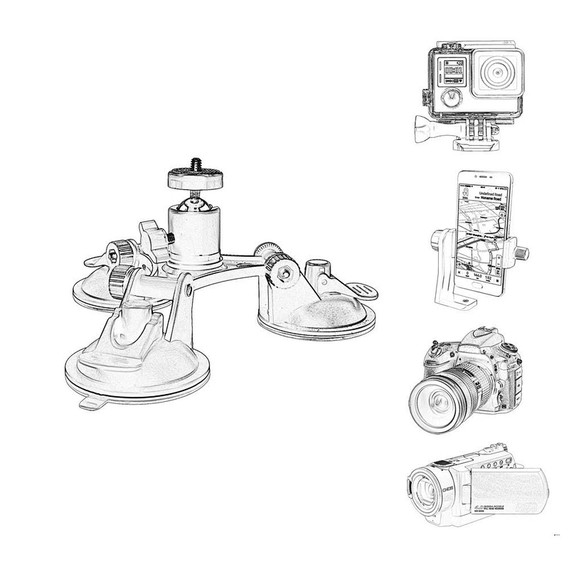 Kaliou Sucker Tripod Holder for GoproHero 5 4 3 2 Sjcams Sj4000 Xiaomis Yi Universal Sport Action Camera Accessories