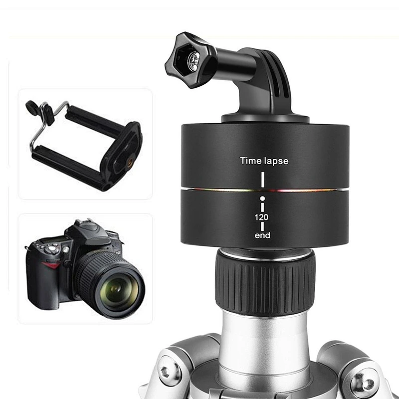 360 Degrees Panning Rotating Time Lapse Stabilizer Tripod Adapter for Gopros DSLR Sports Cameras Mobile phone 60/120 Minutes