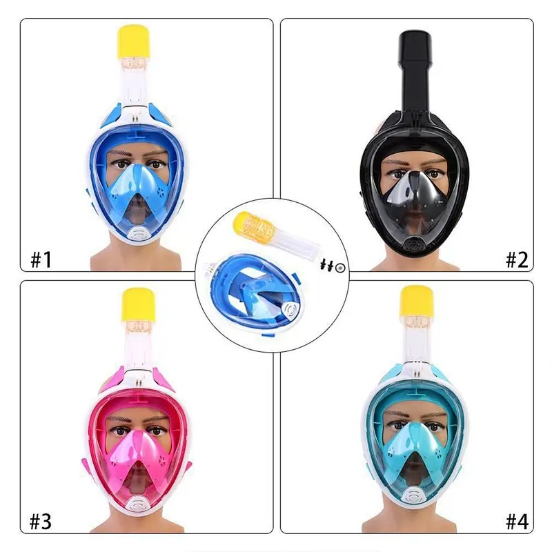 Swimming&diving180 Degree Panoramic Anti-fog&Anti-leak Silicone full face mask diving snorkel set mask for diving