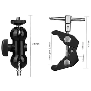 kaliou Multi-function 1/4'' Screw Head Ball Mount Magic Arm Super Clamp for Monitor Flash Bracket