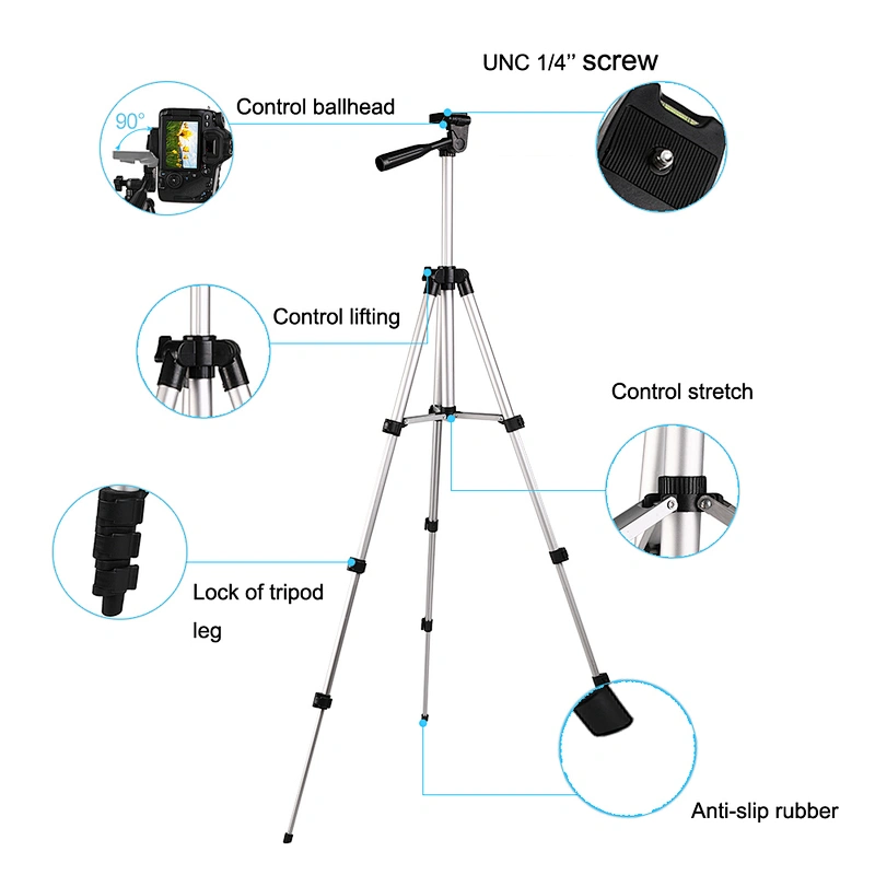 Kaliou Professional Portable Aluminum Alloy Silver 3110 Tripod 3110 for Camera DSLR Nikon D3300 D5300 Canon Smartphone iPhone