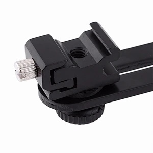 Kaliou Black Double Hot Shoe Flash Umbrella Holder Light Stand Bracket For Photo Video Photography