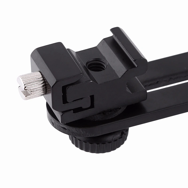 Kaliou Black Double Hot Shoe Flash Umbrella Holder Light Stand Bracket For Photo Video Photography
