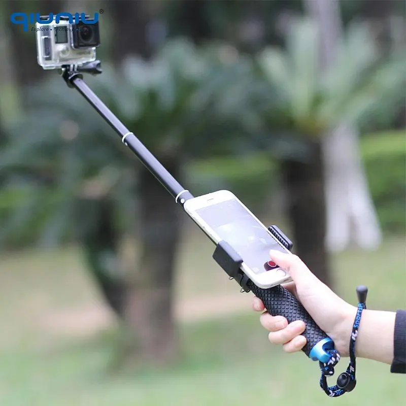 Kaliou Retractable metal lock system rotating mobile phone selfie stick monopod lock clip