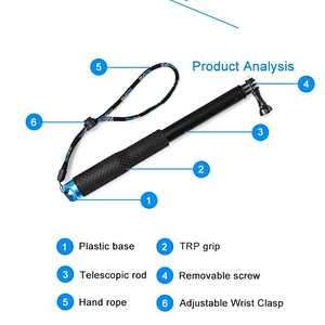 Kaliou Red Green Blue Golden Black Extendable 36 Inch Waterproof Monopod Selfie Stick for Go pro 7 6 5 4 3 SJ4000 Action Camera