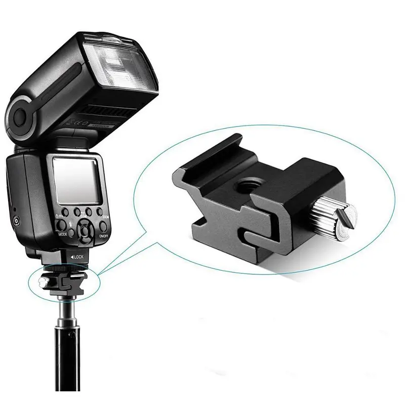 Kaliou Aluminum Alloy Full Metal Camera Cold Shoe Flash Hot Shoe Base Mount Adapter for Bracket Stand Camera DSLR Flash