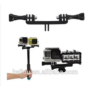Factory direct sale Go pro cameras and LED Light Tripod Double Bracket Bridge Connector mount Adapter for Go Pro 5/4S/4/3+/3/2/1