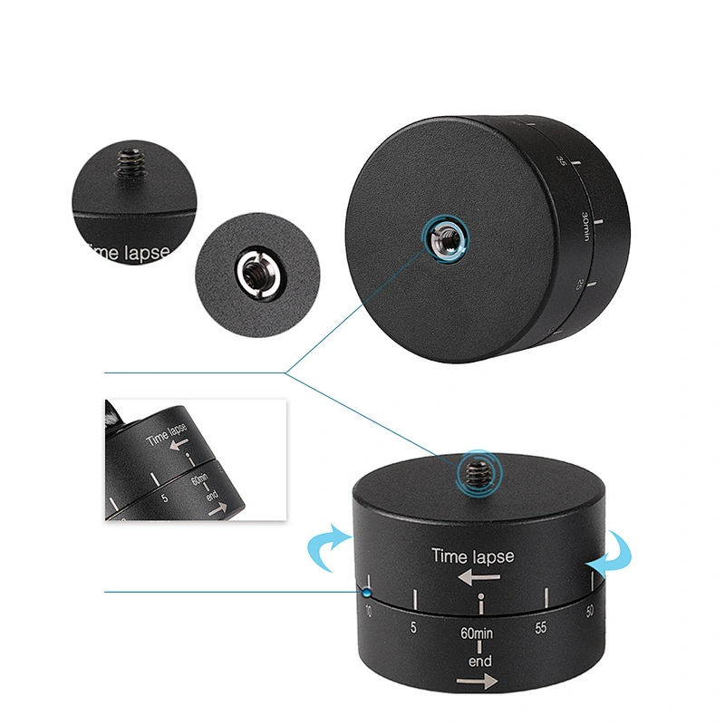 Kaliou 360 degree Rotating Automatic Timer Tripod Head Photography Delay Tilt Head Go pro 60min Time Lapse for Tripod Head