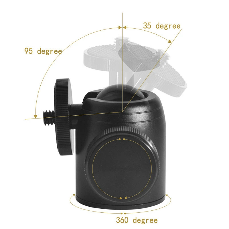 New arriving 360 Degree 1/4 tripod rotating Metal Tripod Mount Ball Head For DC Video Camera Quick Release