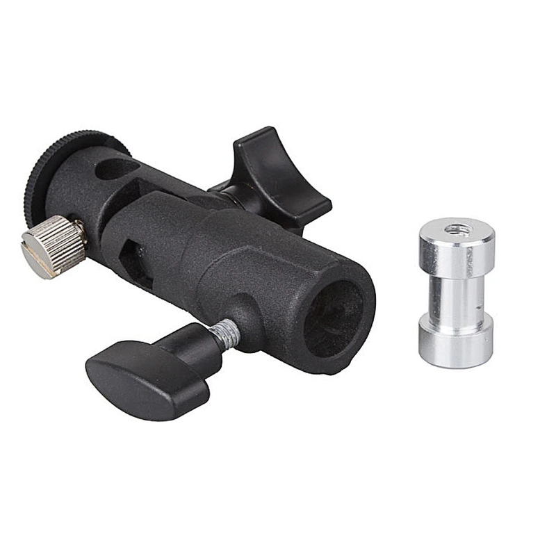 E Shape Universal Metal Flash Bracket Stand Hot Shoe Speedlite Umbrella Holder With 1/4 Inch Screw 10.5 * 7 * 3cm
