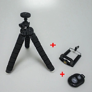 Kaliou S Size Sponge Mini Flexible Octopus Tripod with Phone Clip Holder Bluetooth Remote Shutter for Gopros 7 6 5 4 3 2 1