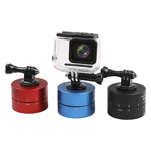Kaliou Time Lapse Shooting 60min Timer 360 Degree Rotating Tripod Delay Stabilizer Tilt Head for Gopros Black Red Blue