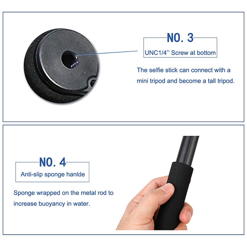 Kaliou Wholesale Foldable Go Pro Selfie Stick Monopod for GoproS 7 6 5 4 3 2 1 SjcamSJ4000 SJ5000 Action Camera DSLR Smart Phone